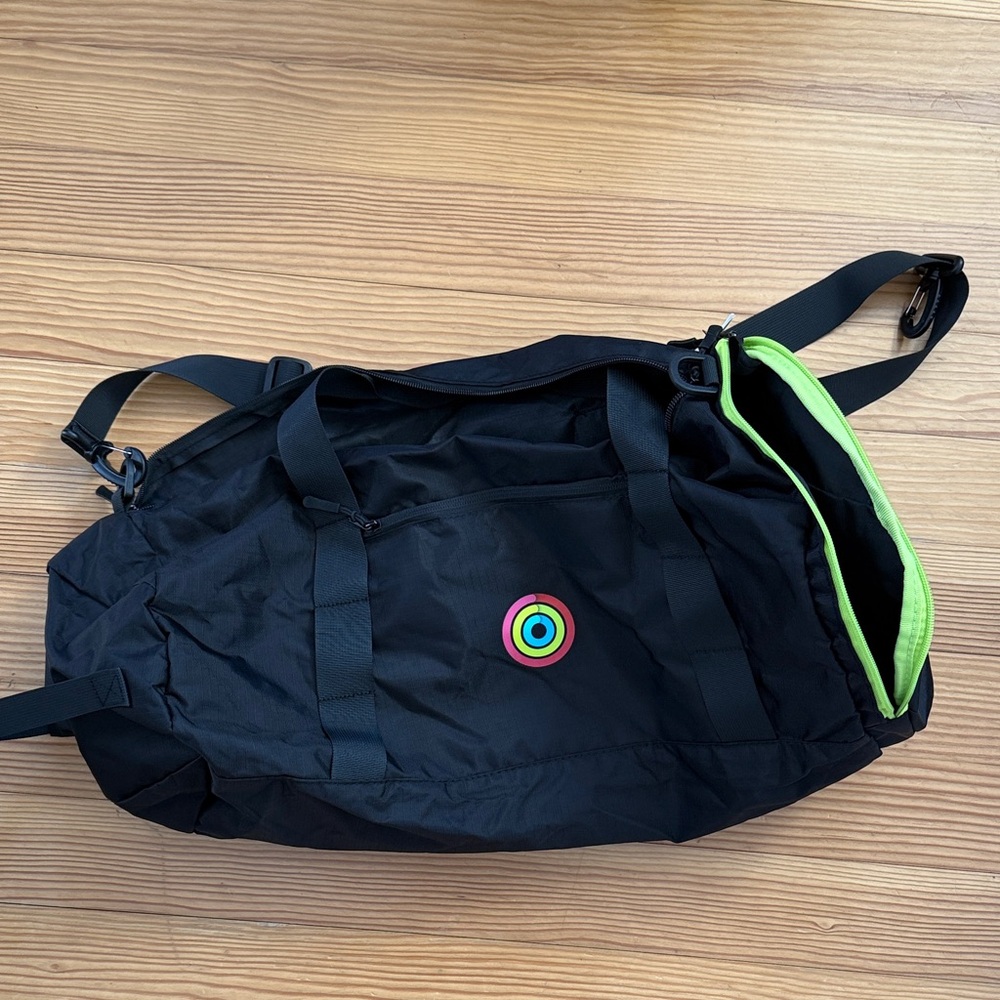 Apple Black Duffel Bag with Neon Green Accent
